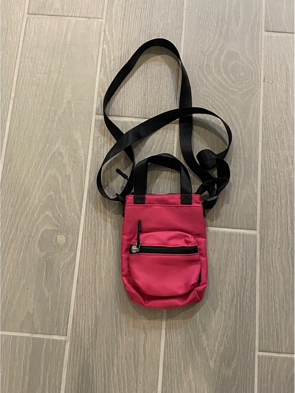 Tahari Pink Crossbody Mini Bag with Black Strap
